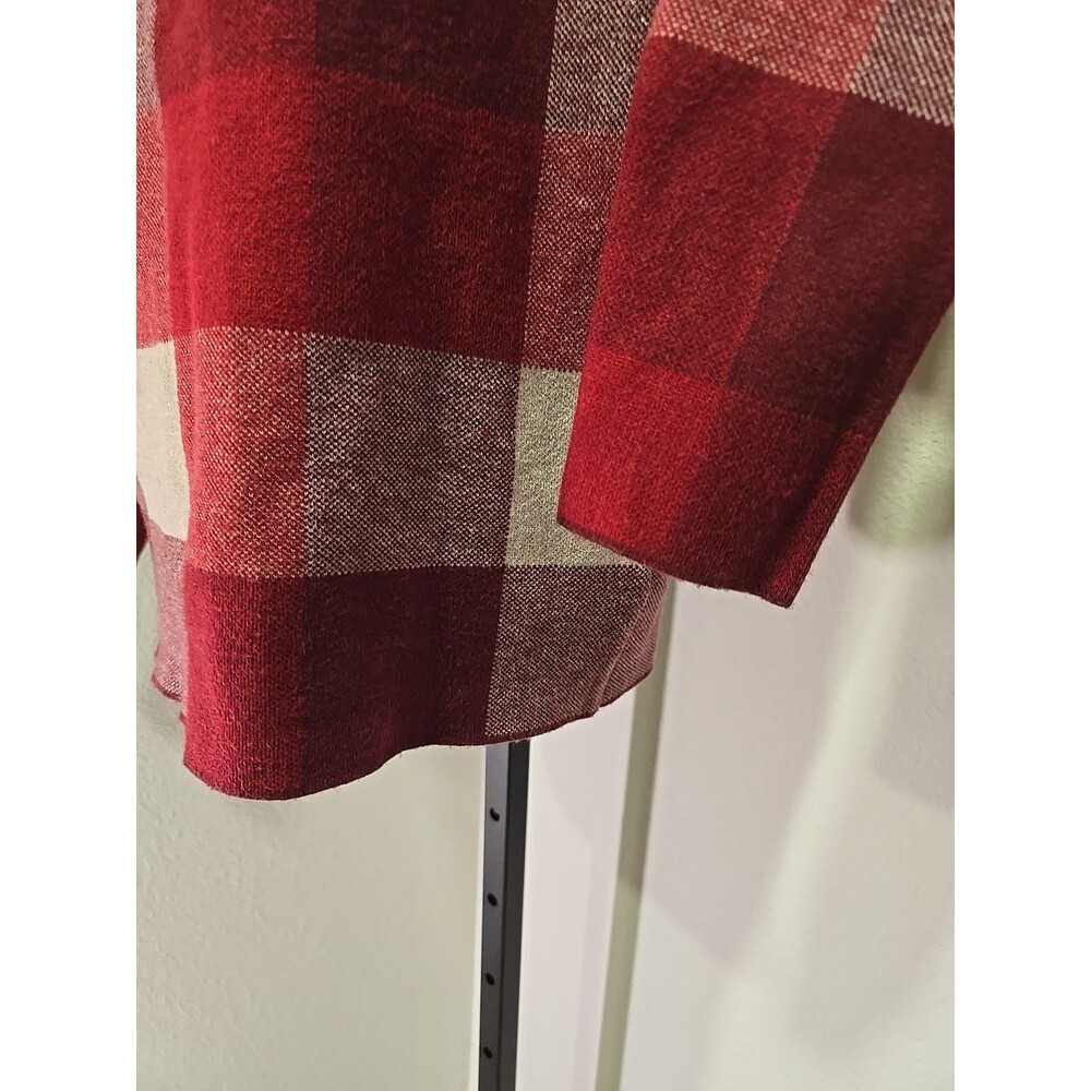 Mock Neck Sweater Red Plaid Pullover Womens Small Cabincore Cozy Academia Preppy - Picture 3 of 7